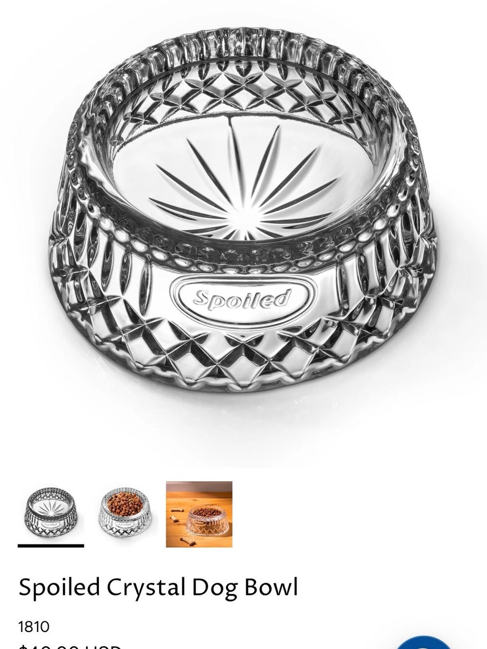 Spoiled Clear Crystal Faceted Pet Bowl